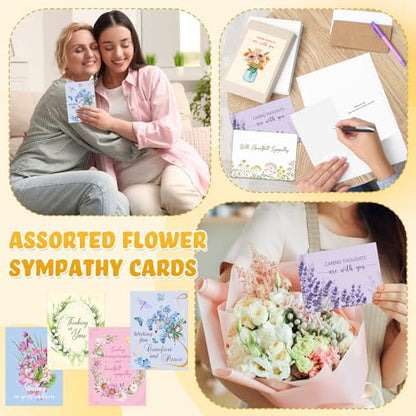 72 Pack Sympathy Cards with Envelopes & Stickers, Floral, Vibrant