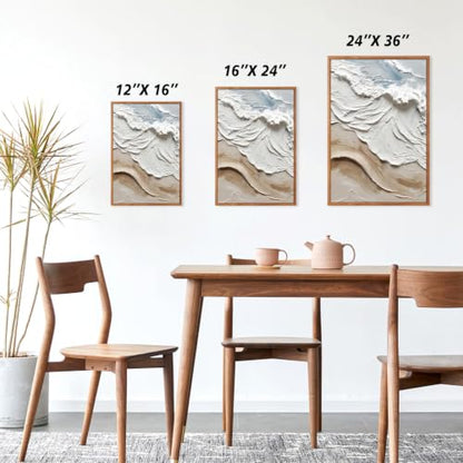 CHDITB 3D Textured Ocean Wave Framed Wall Art, Coastal Relief Painting - color: 3d Ocean