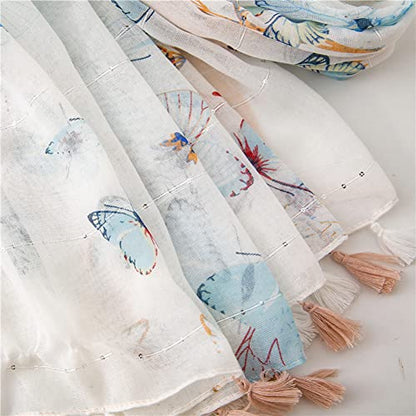 Yeieeo Boho Scarf for Women Lightweight Floral Printed Scarf Fall Winter Fashion Fringed Shawl - color: Floral 32