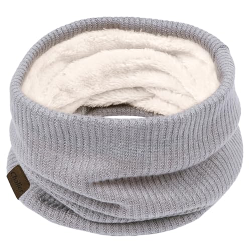 Chalier Infinity Scarf Neck Warmer, Fleece Lined Winter Scarves - color: A-gray