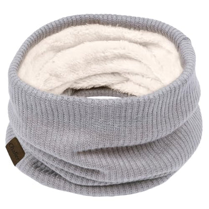 Chalier Infinity Scarf Neck Warmer, Fleece Lined Winter Scarves - color: A-gray