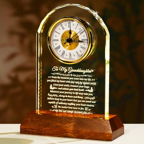 Arikyrist Glass Clock Granddaughter Gifts from Grandma Grandpa - color: Granddaughter