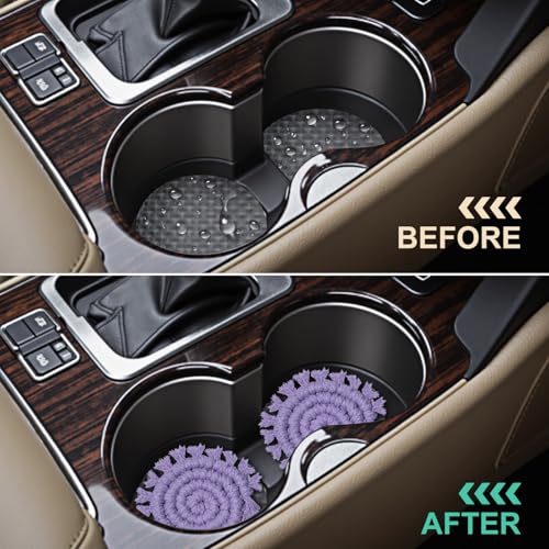 Cotton Car Coasters for Cup Holders, 2 Pack Car Cup Coasters, Drink Coaster Holder Cute Boho Macrame Cupholder Coaster Accessories for Women-3 inch (Purple) - color: Purple