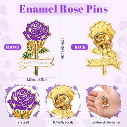 Misdary Funeral Favors Guest Memorial Rose Pin - color: Purple