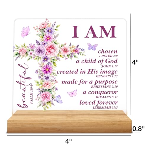Christian Home Decor, Positive Bible Verse Acrylic Desk Sign - color: M60A05