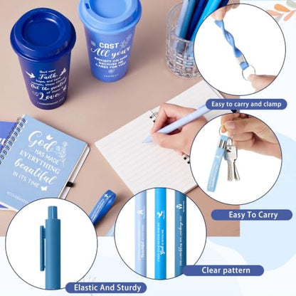 Skylety 12 Set Christian Gifts Bulk Scripture Cup Set, Blue Gradient - color: Blue Gradient