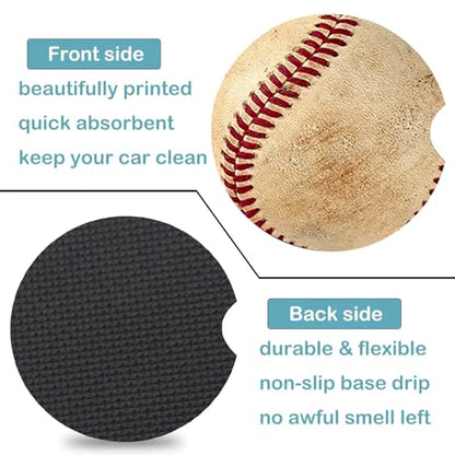 2 Pack Baseball Car Cup Holder Coasters Universal Neoprene Coasters - color: Baseball