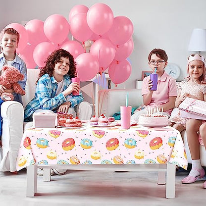 3Pcs Donut Tablecloth, Disposable Donut Party Decorations - color: Donut