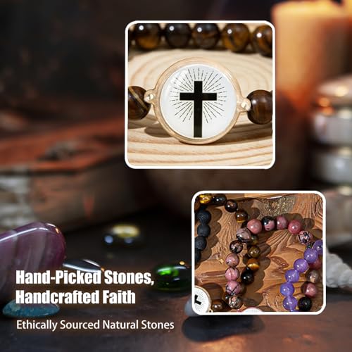 Daily Bible Verse Bracelet Wearable with NFC, Bible Verse Christian Gift for Women, Men and Teens - color: Brick Red