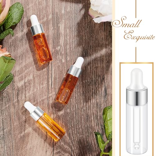 Didaey 100 Pcs Mini Glass Oil Dropper Bottle, 5 ml, Classic Silver - color: Classic Silver, size: 5 ml
