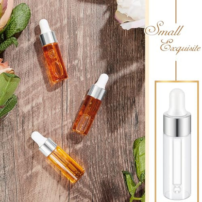 Didaey 100 Pcs Mini Glass Oil Dropper Bottle, 5 ml, Classic Silver - color: Classic Silver, size: 5 ml