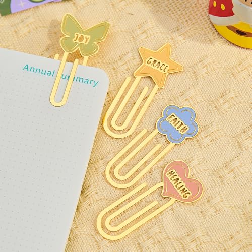4PCS Metal Paperclip Bookmarks, Inspirational Christian Bookmarks, Cute Bookmark Clips for Books, Bible, Journals, Gifts for Women - style: Symbolic bookmark