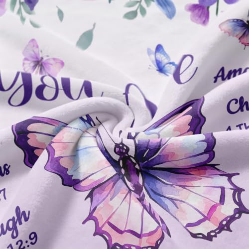 kituzol Christian Gifts for Women, Birthday Butterfly Gift Blanket - color: Purple