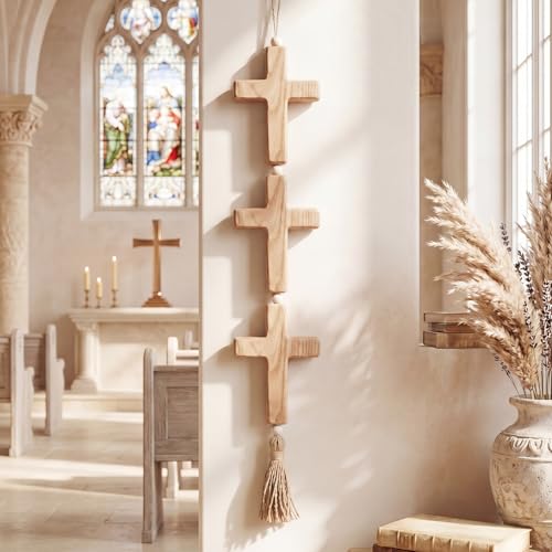Fuutreo Large Wooden Cross Wall Decor 31.5" Religious Cross Hanging Decor