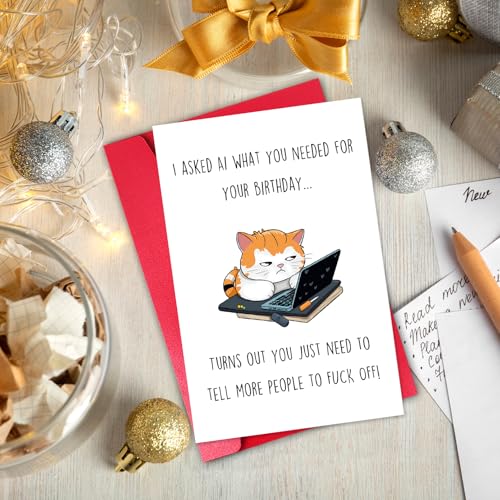 Funny Adult Humor Birthday Card, Sassy Birthday Card 8.5x 5.7 Inch with Envelope for Best Friend Coworker Gifts - color: #03