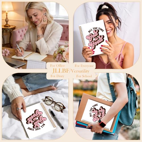 Pink Christian Spiral Notebook, God Is Good All the Time Religious Notebooks for Bible Notes, Christian Gifts for Women, Scripture Journal Notebook, 5.5x8.3 Inch - color: God Is Good