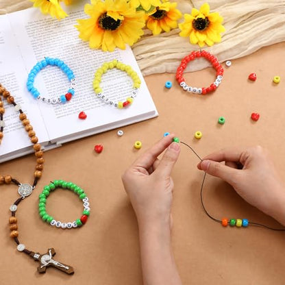 35 Sets Rainbow Jesus Love You Bracelet Christian Sunday School Crafts - color: Rainbow, style: Jesus Love You