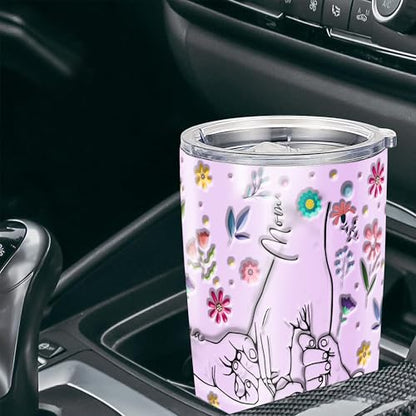 Personalized Holding Mama's Hand Tumbler Custom Name Insulated cups Travel Coffee Mug with Lids Stainless Steel 20 30 Oz Gifts for Mom Nana Mommy New Grandma Mother's Day - color: Hand 617