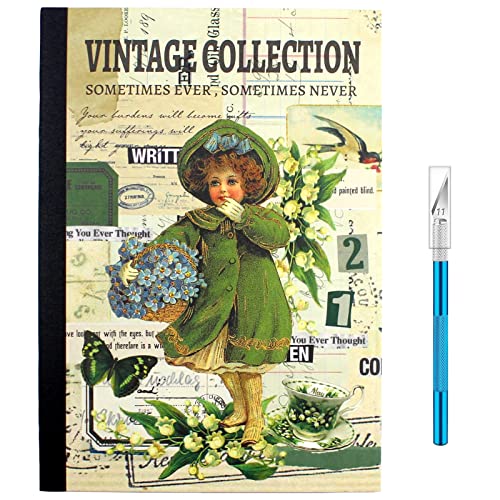Vintage Washi Sticker Book, 800+ Images on 24 Large Collage Sheet - color: Green Vintage Collection Book