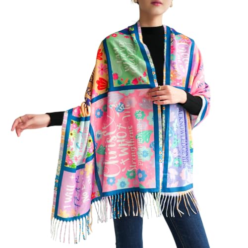 Prayer Shawls For Women Christian Gifts Inspirational Bible Verses Wrap Scarf for Teacher Mother Church Gifts - color: Multicolor