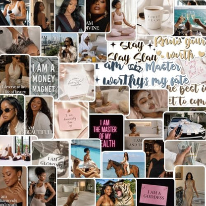 50Pcs Black Women Luxury Rich Girl Vision Board Stickers Supplies - color: Luxury Women