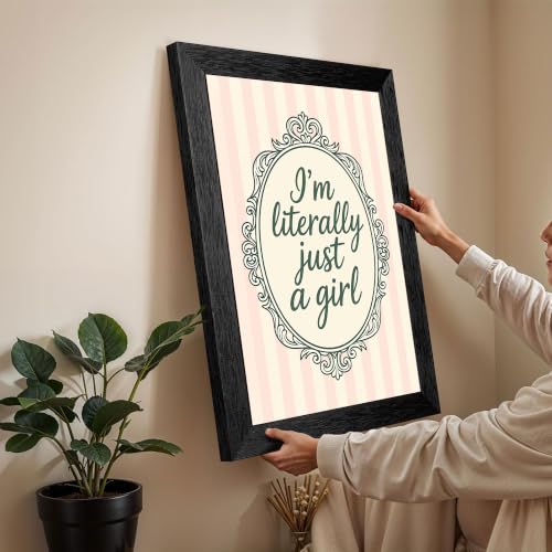 Just A Girl Canvas Wall Art Script Poster 24x36in Black Framed Flat - color: style 01, size: 24"L x 36"W