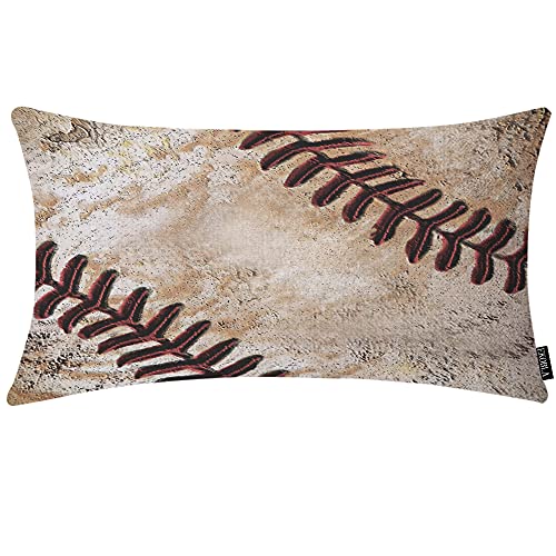 EKOBLA Vintage Baseball Oblong Rectangle Pillow Covers Recreation Match Close-Up Cotton Linen Throw Lumbar Pillow Case Cushion Cover Home Office Decorative 12x20 Inches - color: Multi-bs23