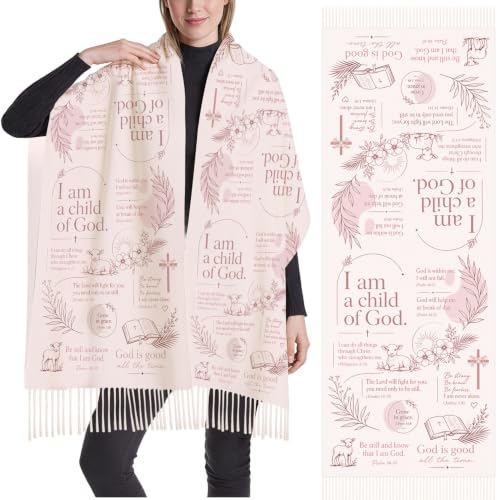 The Virgin Mary Bible Verse Shawls for Women, Catholic Christian Blanket Scarf Gifts or Mom Teacher Christmas - color: Pink Bible
