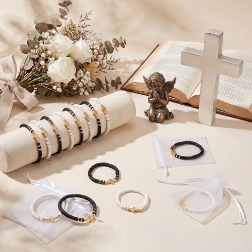 Ferreve Cross Bracelets Bulk Jesus Christian Gifts,White,Black - color: White,Black