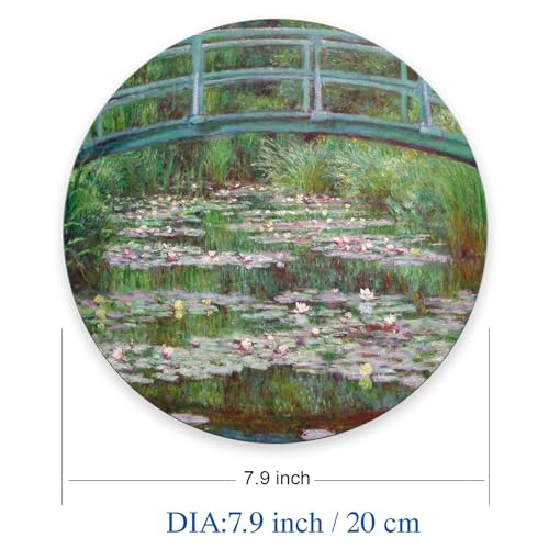 Mouse Pad, Premium-Textured Small Round Mousepad 7.9 x 7.9 x 0.12 Inch, Anti-Slip Rubber Mouse Mat, Pretty Cute Mouse Pad for Office Home Gaming Laptop Men Women, Monet Footbridge - color: Monet Footbridge