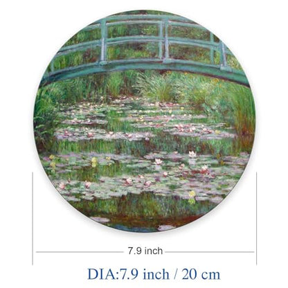 Mouse Pad, Premium-Textured Small Round Mousepad 7.9 x 7.9 x 0.12 Inch, Anti-Slip Rubber Mouse Mat, Pretty Cute Mouse Pad for Office Home Gaming Laptop Men Women, Monet Footbridge - color: Monet Footbridge