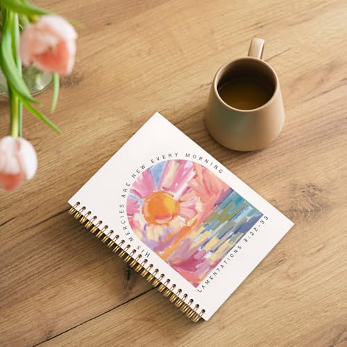 Abstract Christian Notebook, His Mercies Are New Every Morning Bible Journal, Watercolor Religious Spiral Notebook Journal for Note Taking, Christian Faith Based Gifts, 5.5x8.3 Inch - color: LAMENTATIONS 3:22-33