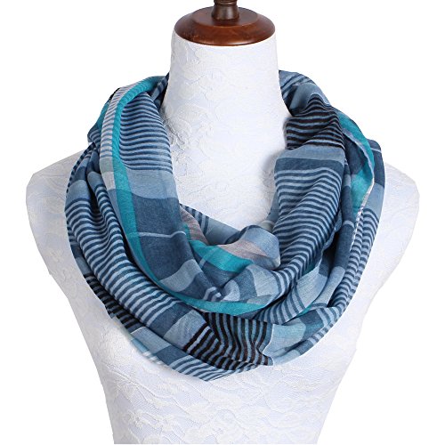 Lightweight Scarfs for Women Infinity Plaid and Striped Many Style - color: Blue