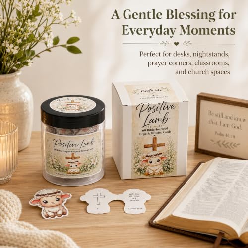 Positive Lamb of Hope - 60 Empowering Bible Verse Prayer Cards, Religious Catholic & Christian Gifts for Women, Men, and Teens for Birthday, Graduation, Confirmation, Baptism Gifts For Girl & Boys - color: Positive Lamb