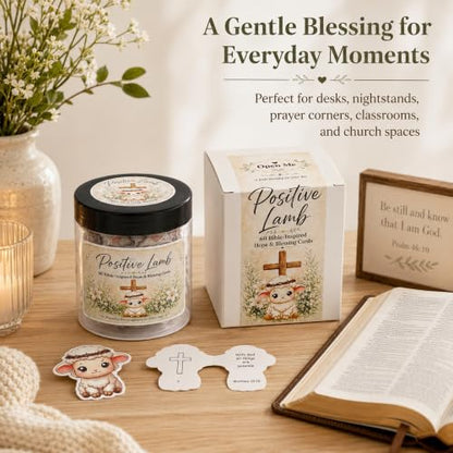 Positive Lamb of Hope - 60 Empowering Bible Verse Prayer Cards, Religious Catholic & Christian Gifts for Women, Men, and Teens for Birthday, Graduation, Confirmation, Baptism Gifts For Girl & Boys - color: Positive Lamb