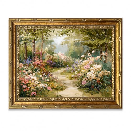 Peaceful garden Canvas Wall Art Framed Vintage Cottage Artwork 10x8 Inch - color: Peaceful garden Canvas 40, size: 10"L x 8"W