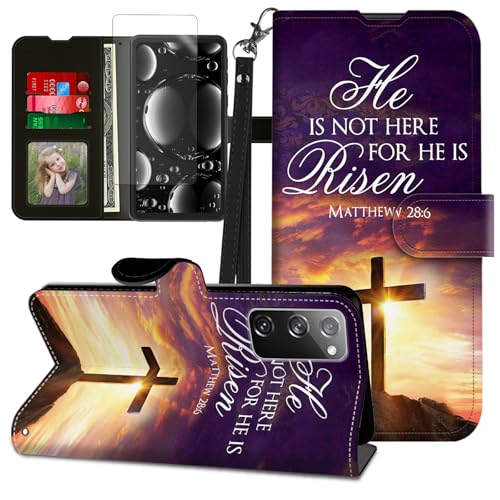 for Samsung S20 FE Case,for Samsung Galaxy S20 FE Case with Screen Protector & Kickstand & Card Holder & Wrist Strap Flip Folio Leather Wallet Magnetic Cover,Jesus Bible Cross - color: Jesus Bible Cross, size: for Samsung Galaxy S20 FE