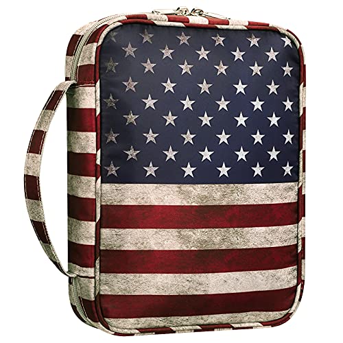 FINPAC Bible Cover, Carrying Book Case Bible Bag with Handle - color: Us Flag