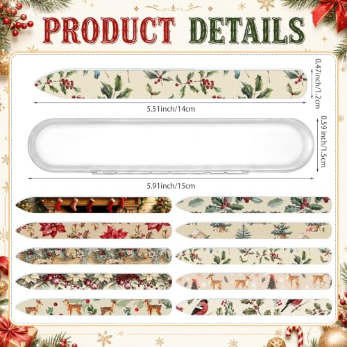 10 Pack Christmas Glass Nail File with Case Christmas Party Favor Gifts - style: Plant
