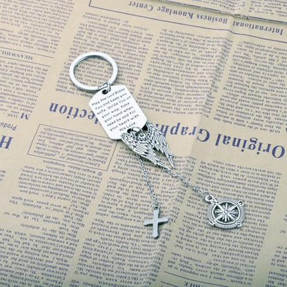 BEKECH May The Lord Bless You And Keep You Safe Guardian Angel Charm Keychain Scripture Bible Verse Christian Blessing Gift