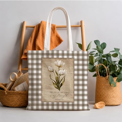 Christian Tote Bag - color: White Tulip Floral