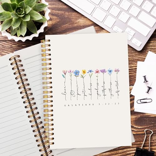 Floral Christian Scripture Journaling Notebook for Writing, Galatians 5:22-23 Bible Notebooks for Note Taking, Christian Bible Gifts for Woman, Prayer Journal for Woman, Religious Spiral Notebook 5.5x8.3 Inch - color: 5:22-23 flowers