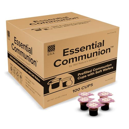 360 Nature's Impact Disposable Prefilled Communion Cups and Wafer Set with Concord Grape Juice, Elements for Church, Home, and Hospital Services, Holy Eucharist Supplies, 100 Count - size: 100 Count