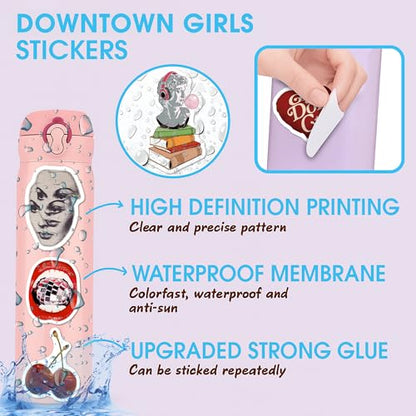 BEATRI Aesthetic Downtown Girls Stickers 50Pcs Vinyl Waterproof Trendy Y2K - color: Downtown Girls Stickers