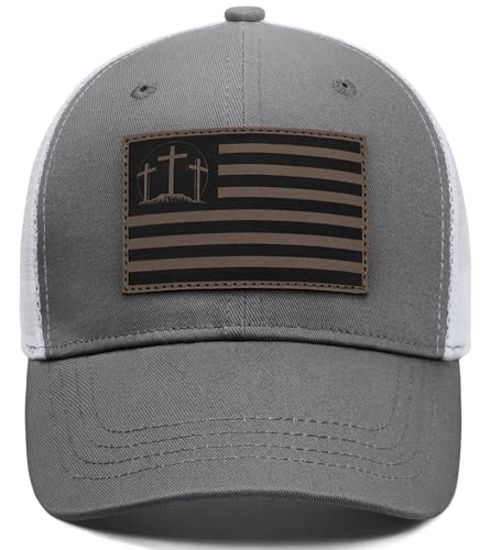Christian Jesus Cross Hat - Faith Hats for Men Women - Religious Gifts for Thanksgiving Christmas - color: Faith Flag/Carbon
