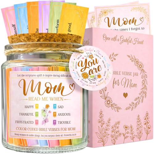 Bible Verse Jar Christian Gift for Mom - 96 Bible Verses - color: Mom