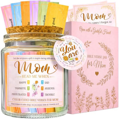 Bible Verse Jar Christian Gift for Mom - 96 Bible Verses - color: Mom
