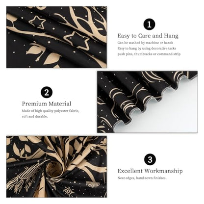Avinyl Tree of Life Tapestry Wall Hanging, Large Black Sun Moon Tapestries - color: Black Gold Tree Tapestry, size: 60"L x 51"W