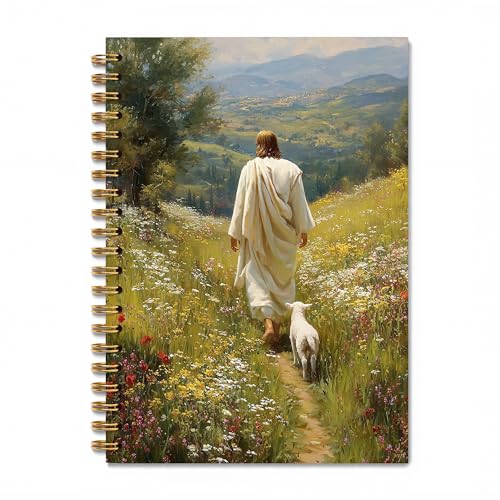 DOFQZ Christian Bible Jesus Leaves The 99 Sheep Religious Inspirational Spiral Notebook Journal,Christian Jesus Church Prayer Notebook Gift for Girls Women, 5.5 x 8.3 Inches - color: 22child
