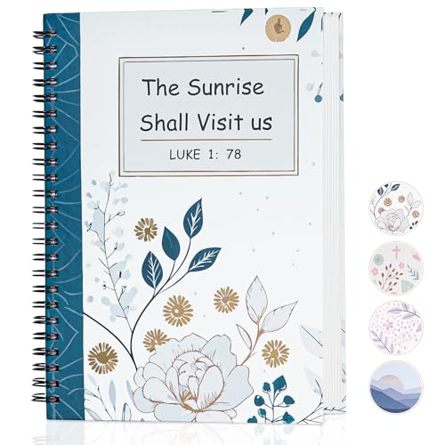 Christian Journals for Women - Spiral Bible Notebook for Her| Prayer & Bible Journaling for Women, Cute Floral Writing Church Notes Notebook & Inspirational Religious Gift for Christians, Luke 1:78 - color: 1-Christian-Notebook